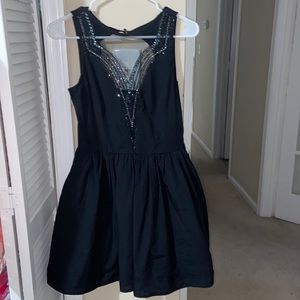 Black shirt sequins dress